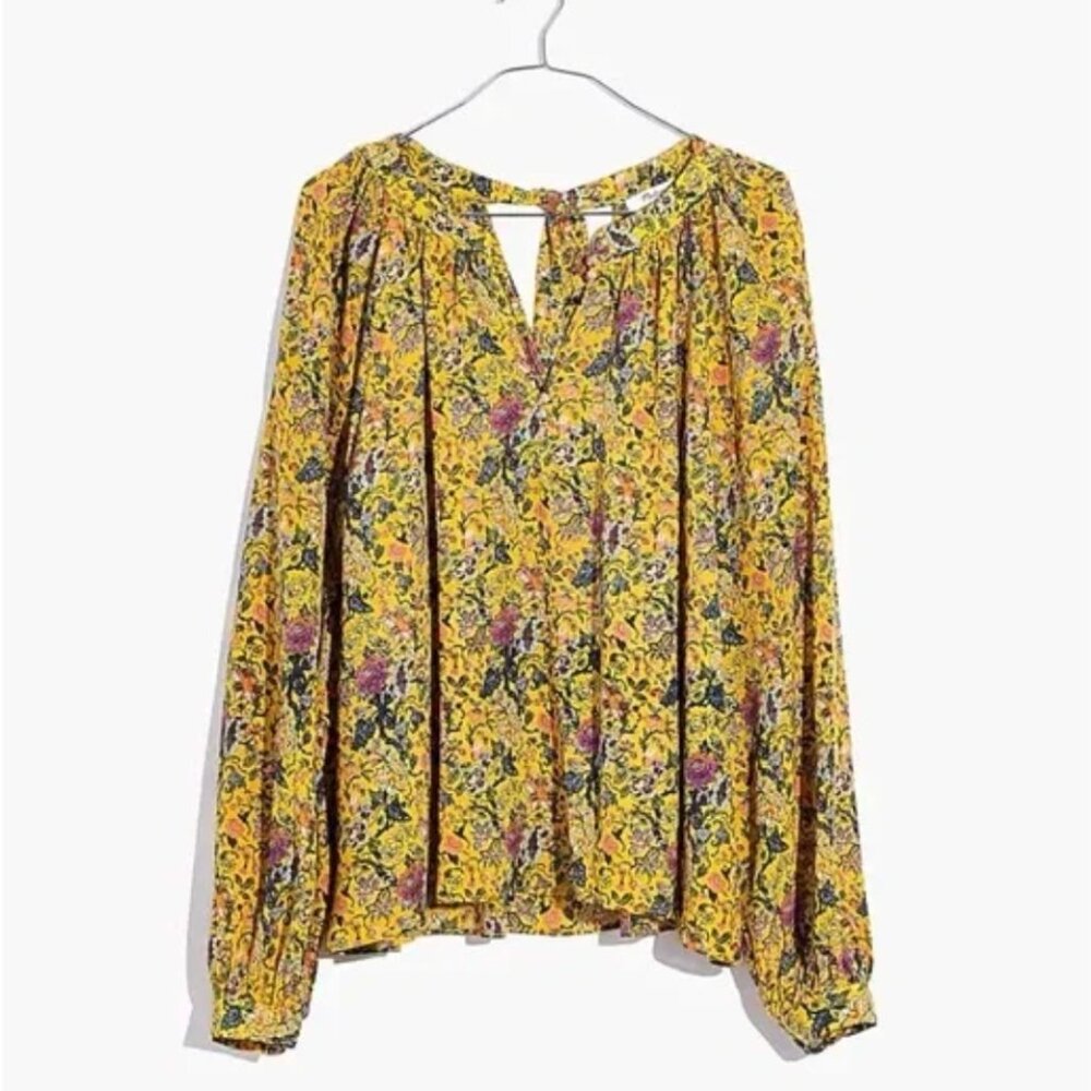 Madewell Yellow Floral Long-Sleeve Blouse